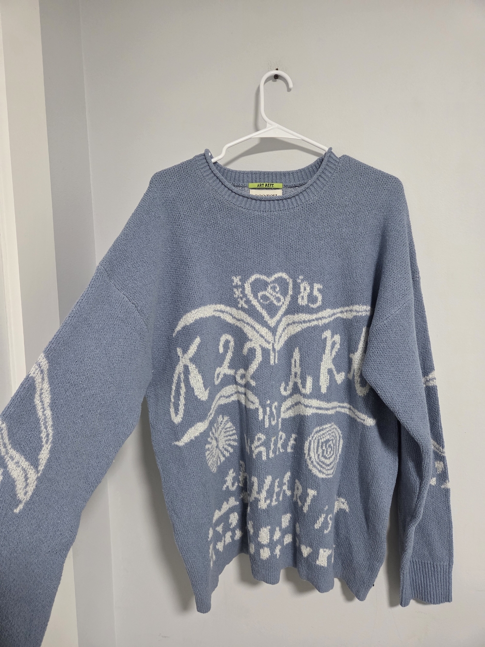 Scotch & Soda Light Blue Crewneck Graphic Knit Sweater